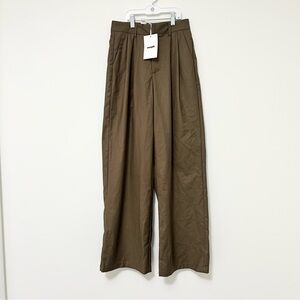 Women's High Waist Brown Barrel Pants NWT Trousers Wide Leg OUSPH Women's Small